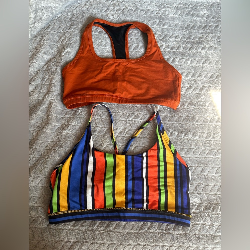 Colorful Striped and Orange Sports Bras
